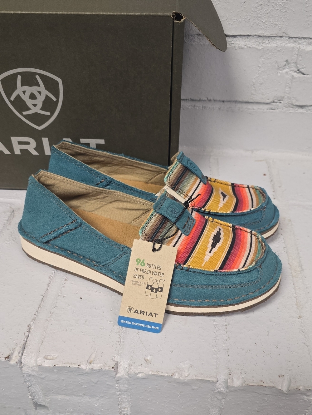 Ariat Teal Suede Slip On Womens Shoes Size 7. NIB.